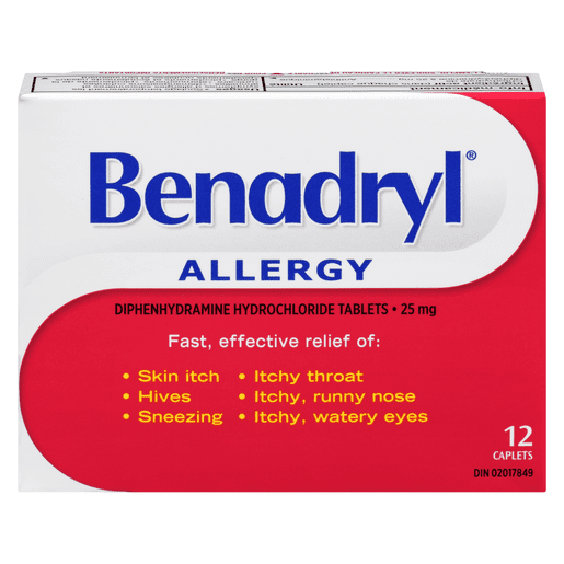Benadryl Allergy 25mg 12 Caplets
