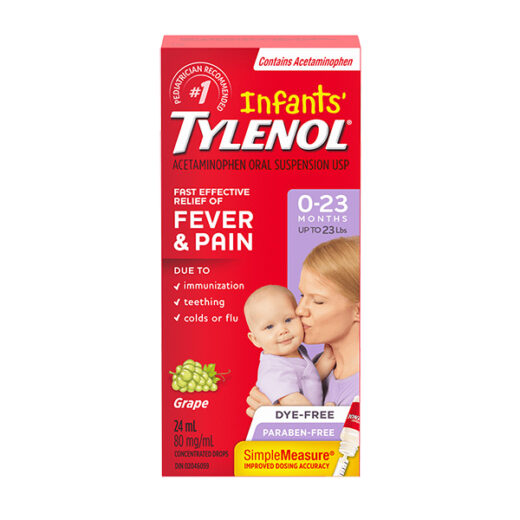 Infants Tylenol Dye Free White Grape Drops For 0-23 Months