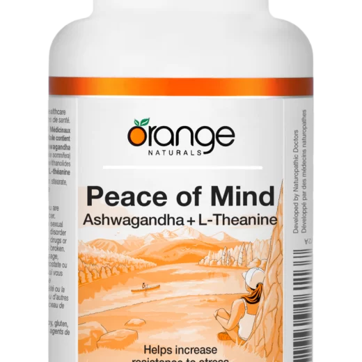 Orange Naturals - Peace of Mind, Ashwagandha KSM-66 and L-theanine, 60 Capsules 30-Day Supply - High-Concentration 300mg Ashwagandha and L-Theanine 100mg for Relaxation and Focus - Vegan & Non-GMO
