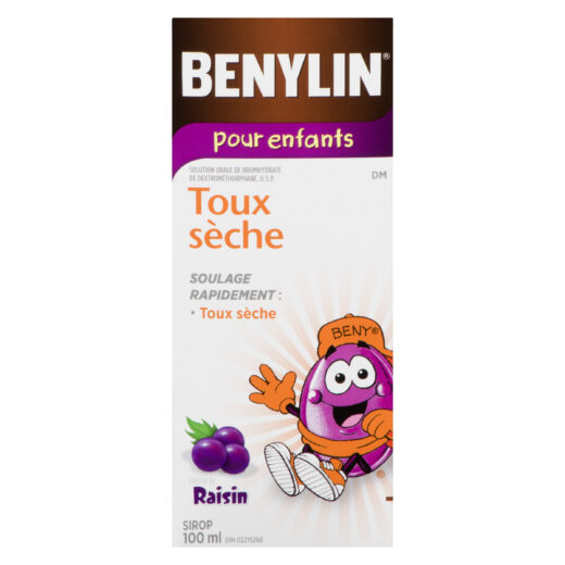 BENYLIN Children's Dry Cough Syrup, Relieves Dry Cough, 100mL, Grape Flavour, Alcohol Free, For ages 6-11yrs