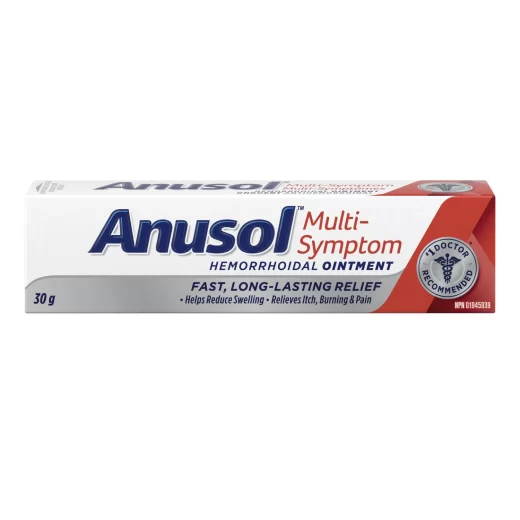Anusol Multi-Symptom Hemorrhoidal Ointment - Made in Canada - Hemorrhoid Relief for Internal & External Use, Fast, Long-Lasting Relief from the Discomfort of Hemorrhoids- 30g