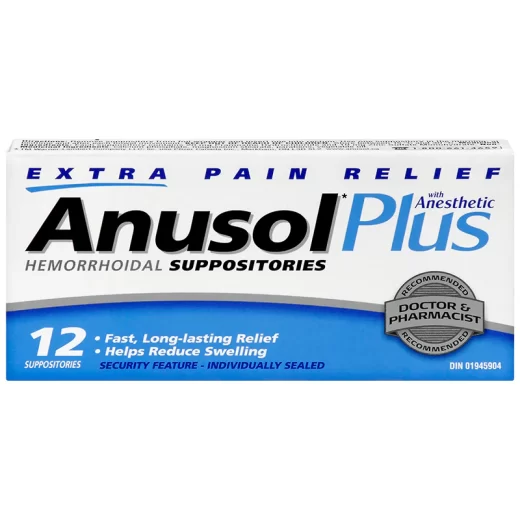 Anusol Plus Hemorrhoidal Suppositories with Anesthetic 12Counts