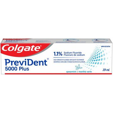 Colgate PreviDent 5000 ppm Booster Plus Toothpaste - Spearmint, 100mL - Fluoride Enamel Protection, Sensitive Teeth Relief