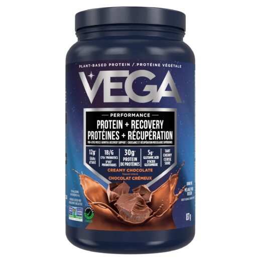 Vega Sport Vegan Protein Powder + Recovery - 30g Plant Based Protein per Serving, Chocolate, 19 Servings, 5g BCAAs, Probiotics, NSF Certified, For Shakes & Smoothies, 837g