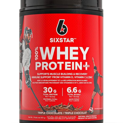 Six Star Whey Protein Powder Plus - Ultimate Muscle Building Formula with Whey Protein Isolate & Peptides - 30g of Protein & 6.6g of BCAA - Rich Triple Chocolate Flavor, 20 Servings (Pack of 1)