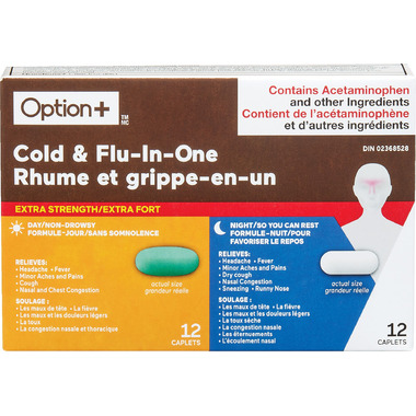 Option+ Extra Strength Cold & Flu-in-One Combo Pack DAY & NIGHT Time