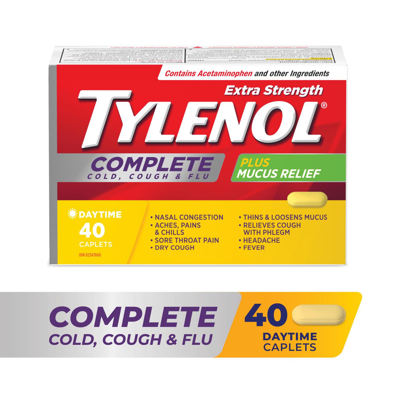 Tylenol* Complete Extra-Strength Cold, Cough & Flu Caplets - 40s plus mucus relief