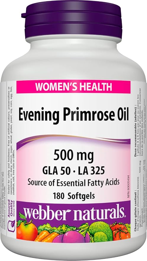 Webber Naturals Evening Primrose Oil 500 mg, 180 Softgels