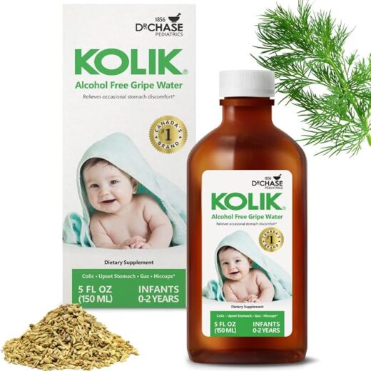 Dr. Chase Pediatrics Kolik Alcohol Free Gripe Water - Colic Relief for Newborns & Infants - Safe, All Natural Gas Drops for Babies - Herbal Formula to Ease Digestive Discomfort & Fussiness, Made in Canada - 150 ml