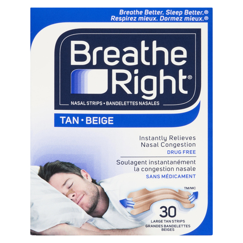 Breathe Right-Nasal Congestion Relievers 30 large Tan strips