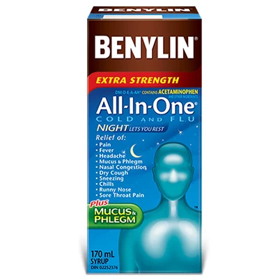 Benylin All in One Cold & Flu Nighttime Syrup, 170 mL