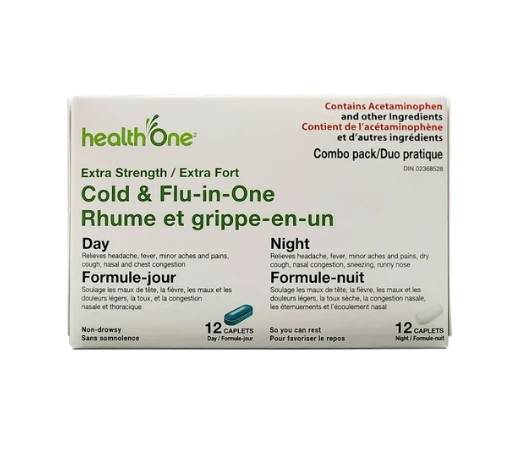 health one extra strength cold and flu day and night combo pack 24 caplets