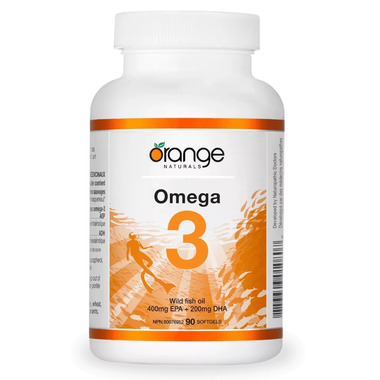 Orange Naturals Omega-3 Fish Oil 90 Softgels - Gluten Free, Dairy Free, Helps with Brain Health, Mood Support and Inflammation