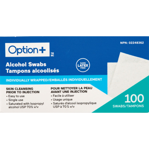 OPTION+ ALCOHOL SWABS 100
